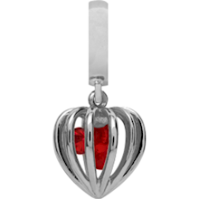 Christina Collect Garnet Heart Cage sølv charm *